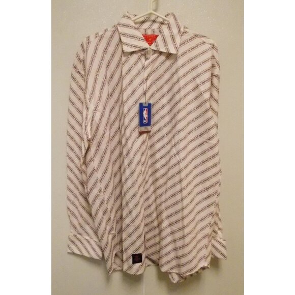 NBA Houston Rockets White Button Up Dress Shirt Long Sleeve size 2XL Headmaster - Picture 1 of 5